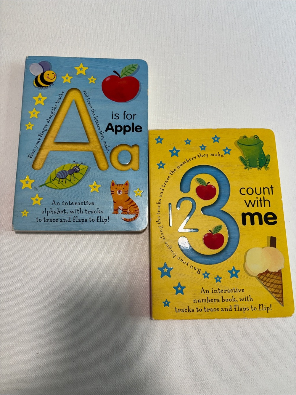 Interactive Kids Board Book Set - Blue Alphabet & Yellow Numbers